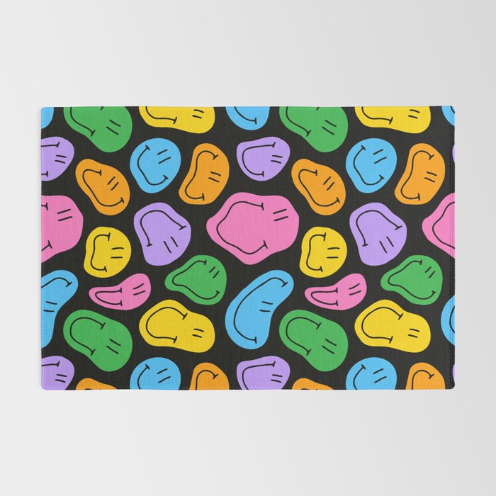 Colorful smiling happy face cartoon pattern Rug Gallery Image 2