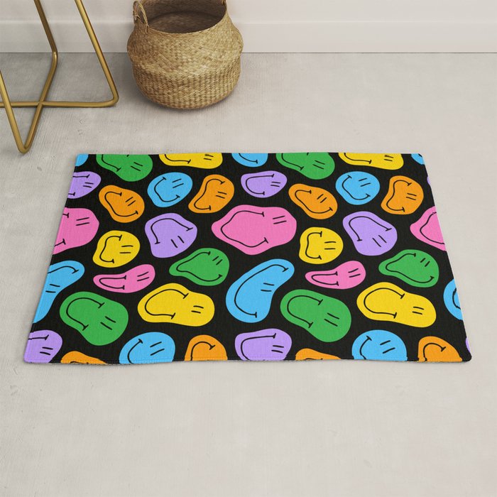 Colorful smiling happy face cartoon pattern Rug Gallery Image 1