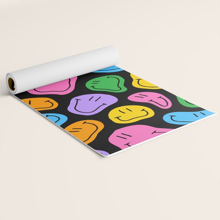 Colorful smiling happy face cartoon pattern Yoga Mat Gallery Image 2