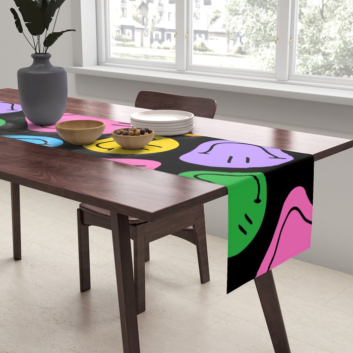 Colorful smiling happy face cartoon pattern Table Runner Gallery Image 2