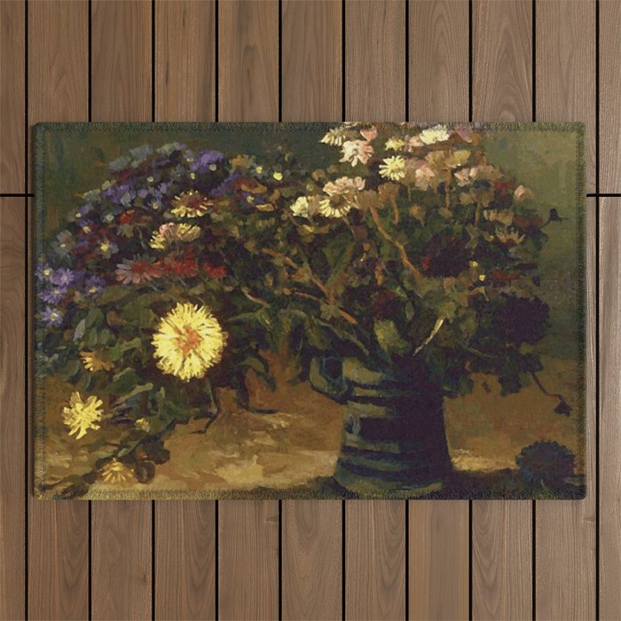 Van Gogh Still Life Bouquet of Daisies Vector Art Outdoor Rug Gallery Image 1