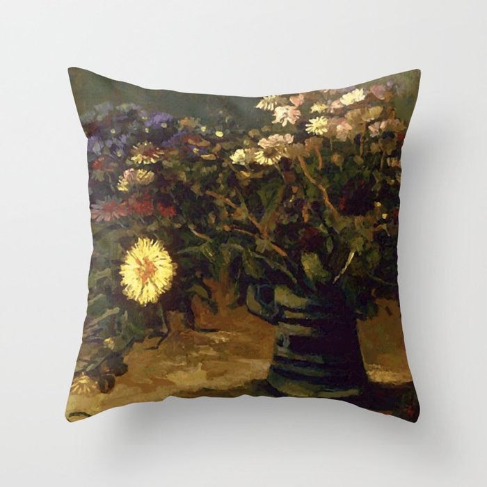Van Gogh Still Life Bouquet of Daisies Vector Art Throw Pillow Gallery Image 6