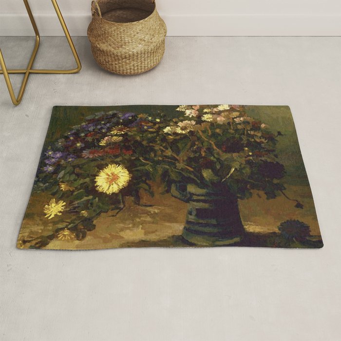 Van Gogh Still Life Bouquet of Daisies Vector Art Rug Gallery Image 1