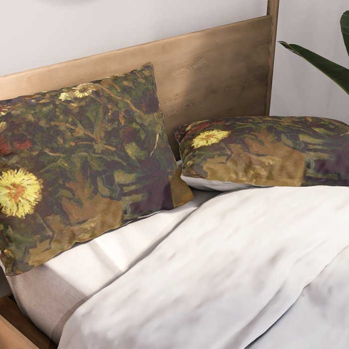 Van Gogh Still Life Bouquet of Daisies Vector Art Pillow Sham Gallery Image 2