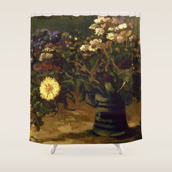 Van Gogh Still Life Bouquet of Daisies Vector Art Shower Curtain Gallery Image 1