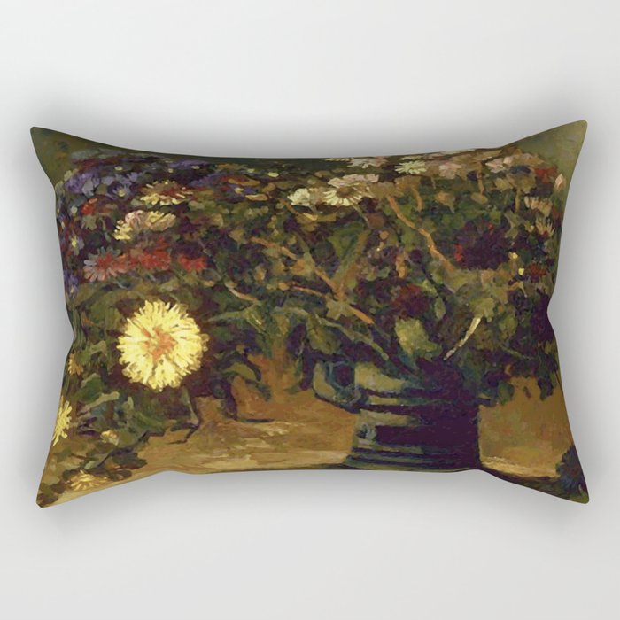 Van Gogh Still Life Bouquet of Daisies Vector Art Rectangular Pillow Gallery Image 1