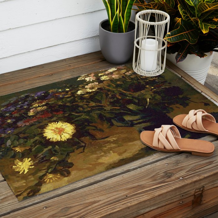 Van Gogh Still Life Bouquet of Daisies Vector Art Outdoor Rug Gallery Image 2