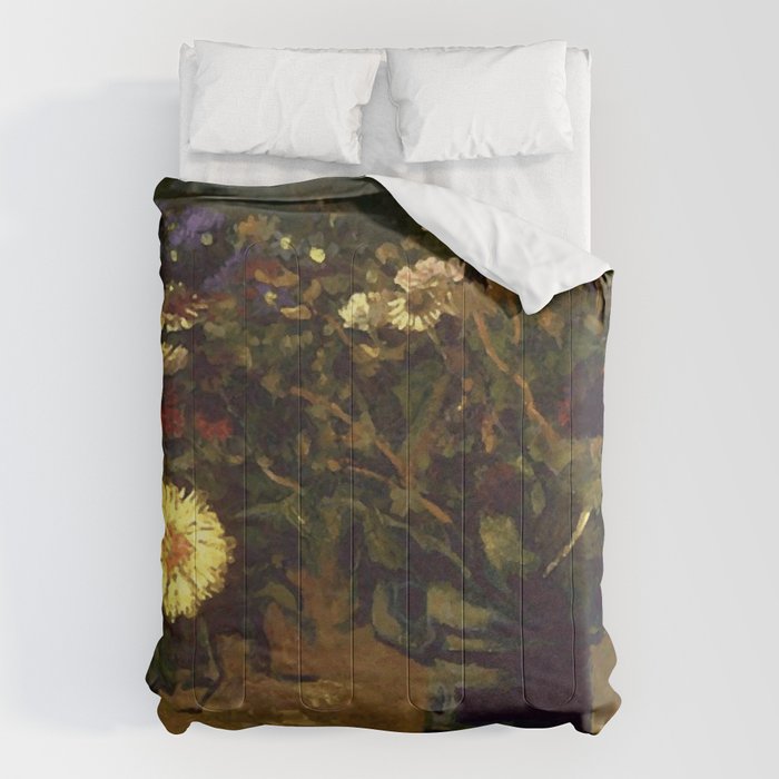 Van Gogh Still Life Bouquet of Daisies Vector Art Comforter Gallery Image 1