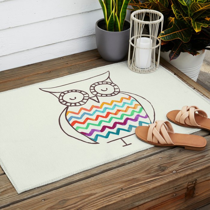 Chevron Owl Outdoor Rug Gallery Image 2