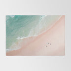 Surf Yoga II - Aerial Pink Beach Print - Ocean - Sea Travel photography by Ingrid Beddoes Rug Gallery Image 2