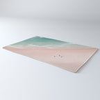 Surf Yoga II - Aerial Pink Beach Print - Ocean - Sea Travel photography by Ingrid Beddoes Rug Gallery Image 3