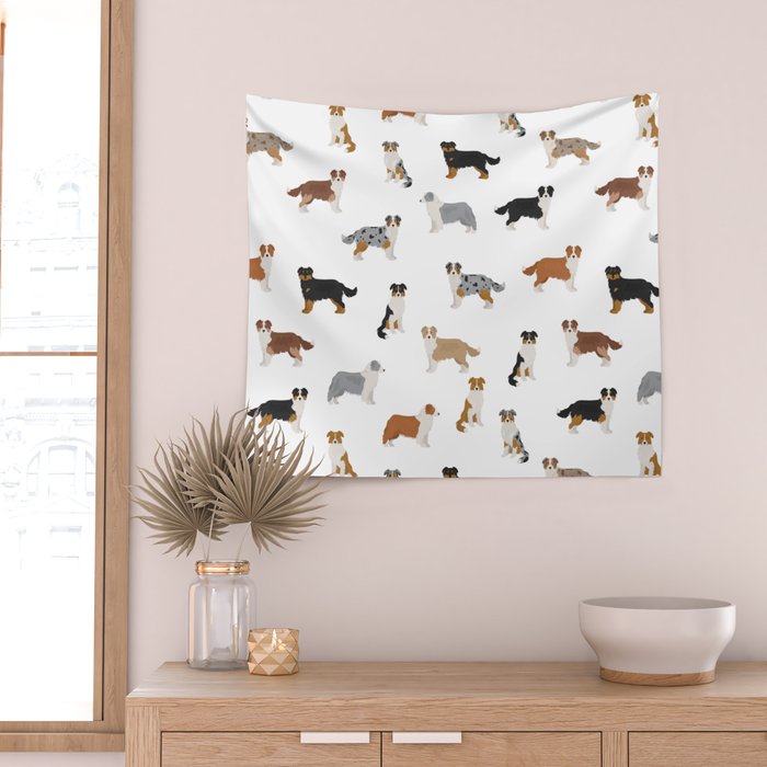 Australian Shepherd Colors Pattern Wall Tapestry Gallery Image 2