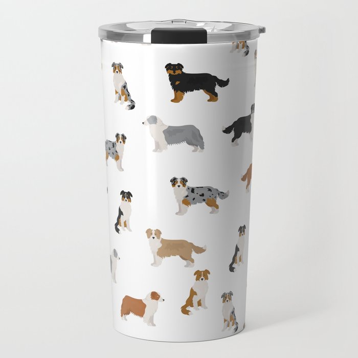 Australian Shepherd Colors Pattern Travel Mug Gallery Image 1