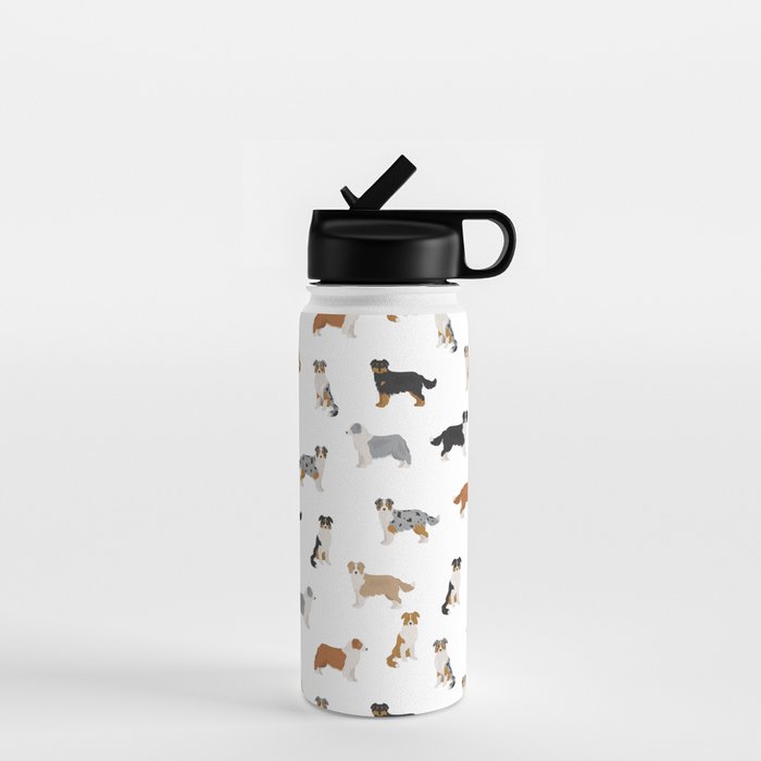 Australian Shepherd Colors Pattern Water Bottle Gallery Image 1