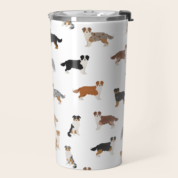 Australian Shepherd Colors Pattern Travel Mug Gallery Image 2