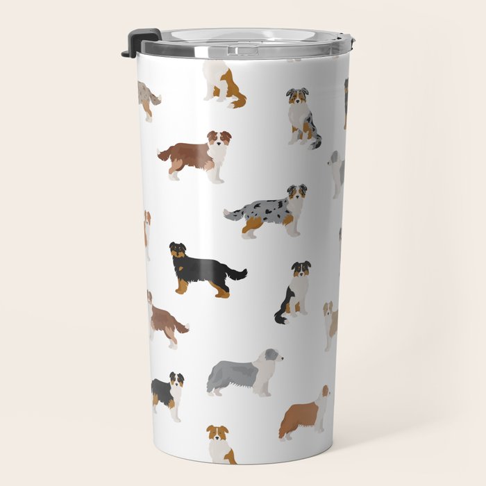 Australian Shepherd Colors Pattern Travel Mug Gallery Image 3