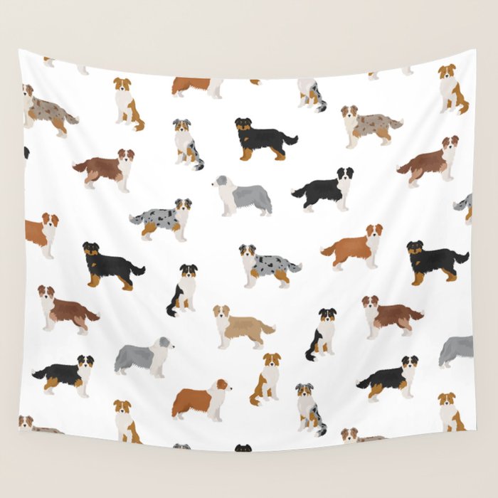 Australian Shepherd Colors Pattern Wall Tapestry Gallery Image 4