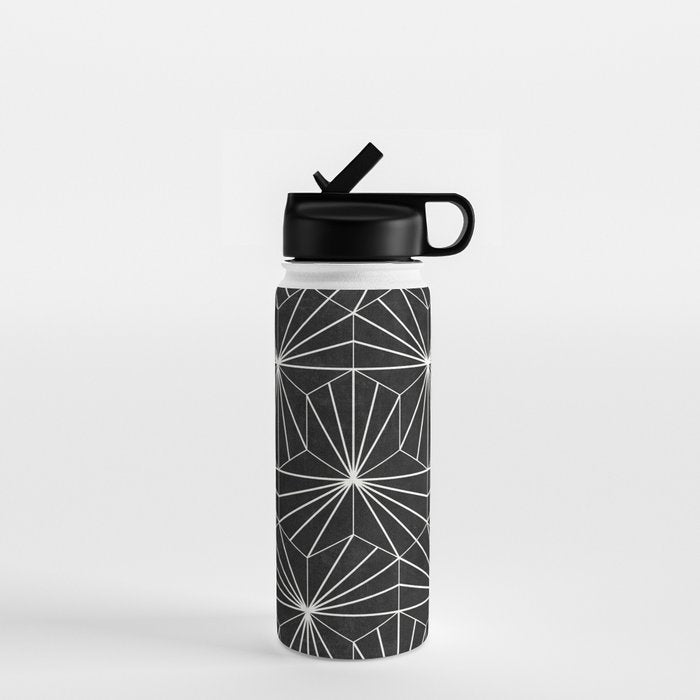 Hexagonal Pattern - Black Concrete Water Bottle Gallery Image 1