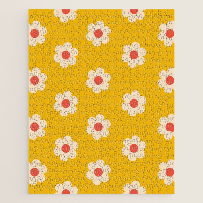 Yellow, Pink and Cream Daisy Flower Jigsaw Puzzle Gallery Image 1