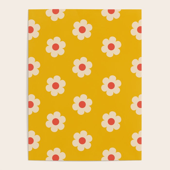 Yellow, Pink and Cream Daisy Flower Poster Gallery Image 4