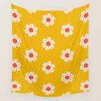 Yellow, Pink and Cream Daisy Flower Wall Tapestry Gallery Image 4