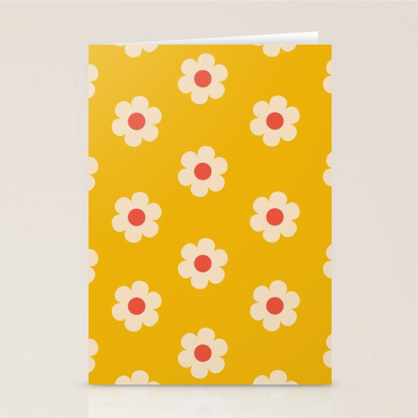 Yellow, Pink and Cream Daisy Flower Stationery Card Gallery Image 1