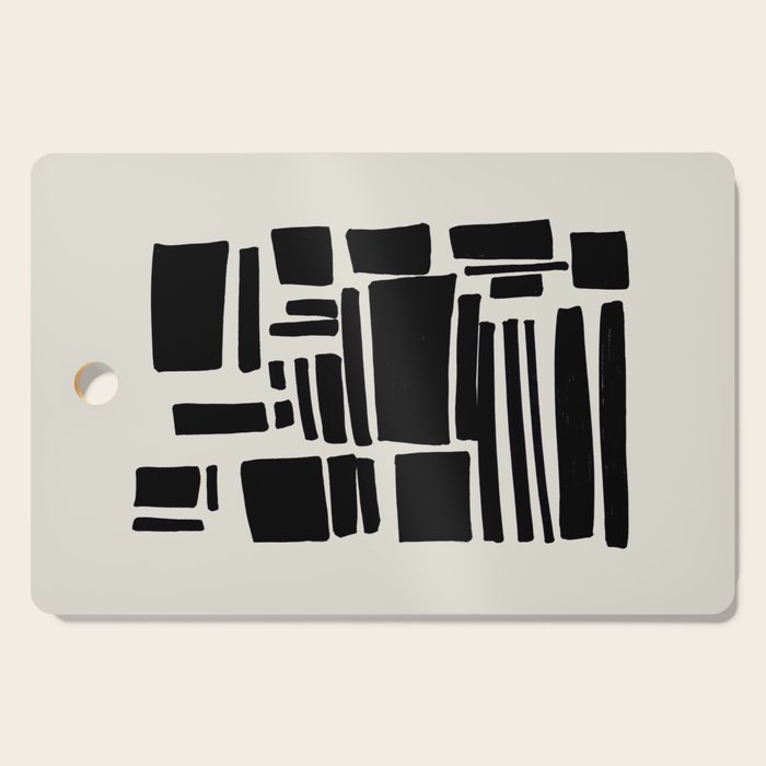 Black & White Minimalist Abstract Shapes Patterns Black Ink Painting Cutting Board Gallery Image 1