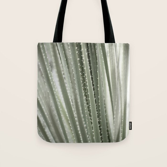 Yucca leaves pattern in sage green   Summer nature and travel photography Tote Bag Gallery Image 1