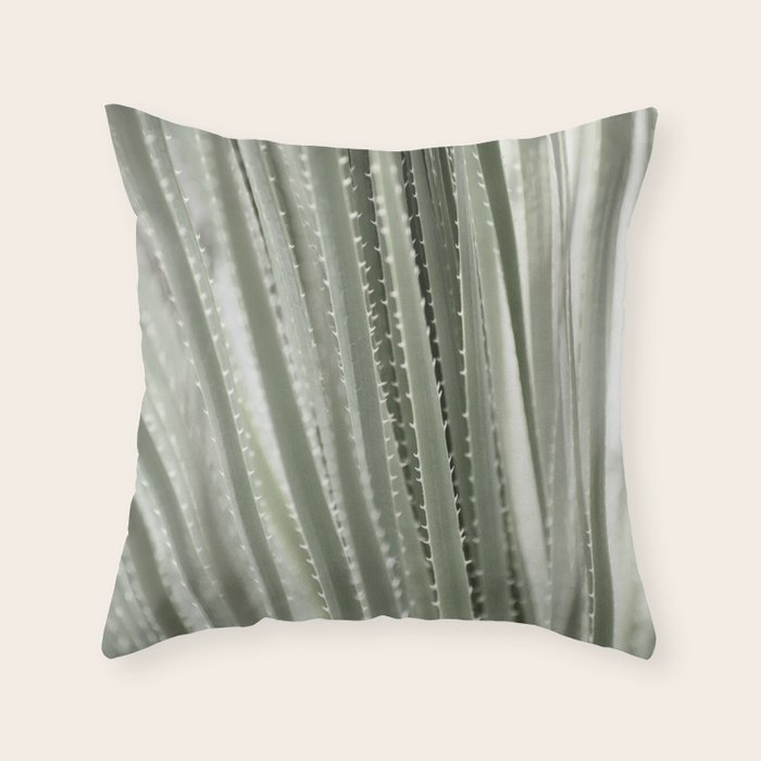 Yucca leaves pattern in sage green   Summer nature and travel photography Throw Pillow Gallery Image 6
