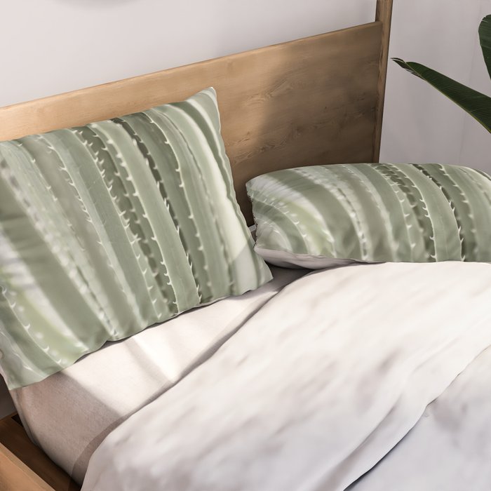 Yucca leaves pattern in sage green   Summer nature and travel photography Pillow Sham Gallery Image 2