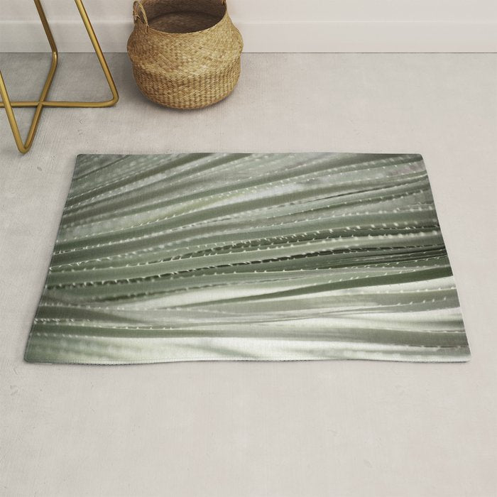 Yucca leaves pattern in sage green   Summer nature and travel photography Rug Gallery Image 1