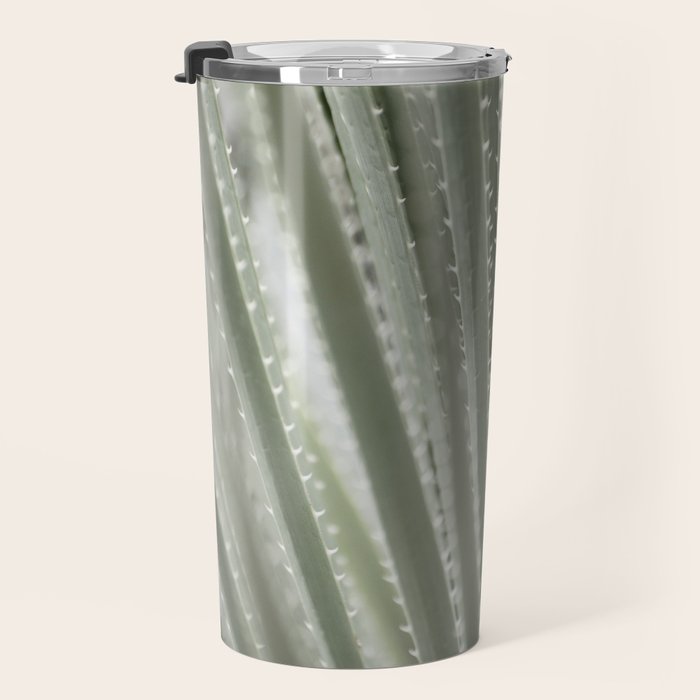 Yucca leaves pattern in sage green   Summer nature and travel photography Travel Mug Gallery Image 3