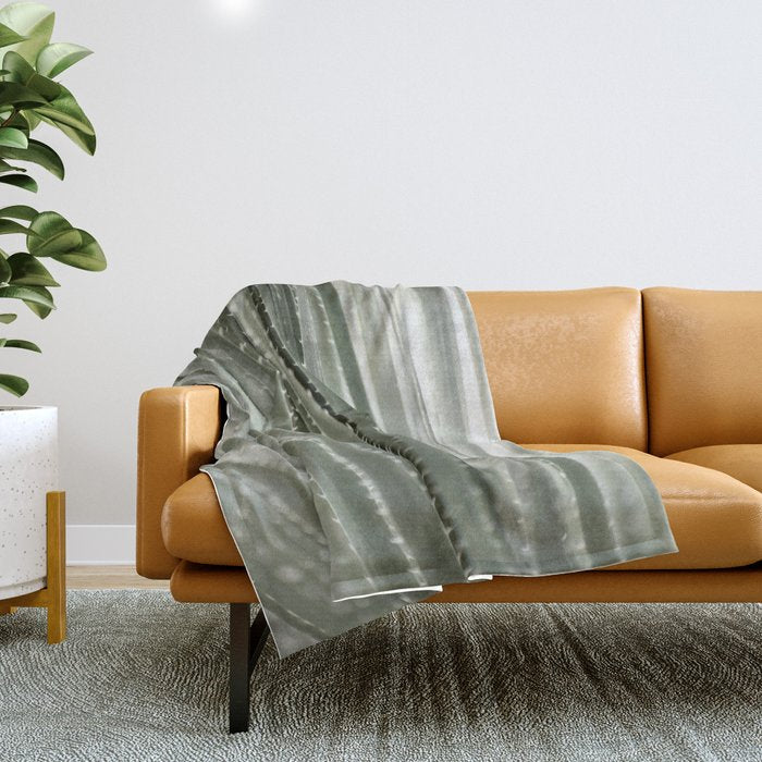 Yucca leaves pattern in sage green   Summer nature and travel photography Throw Blanket Gallery Image 1