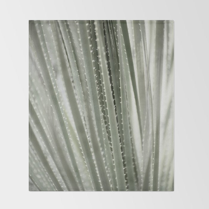 Yucca leaves pattern in sage green   Summer nature and travel photography Throw Blanket Gallery Image 2
