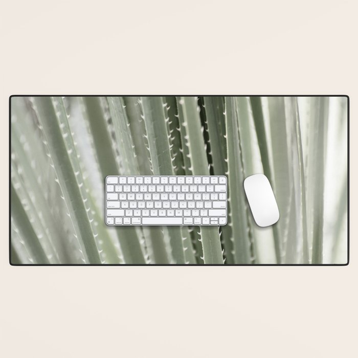Yucca leaves pattern in sage green   Summer nature and travel photography Desk Mat Gallery Image 1