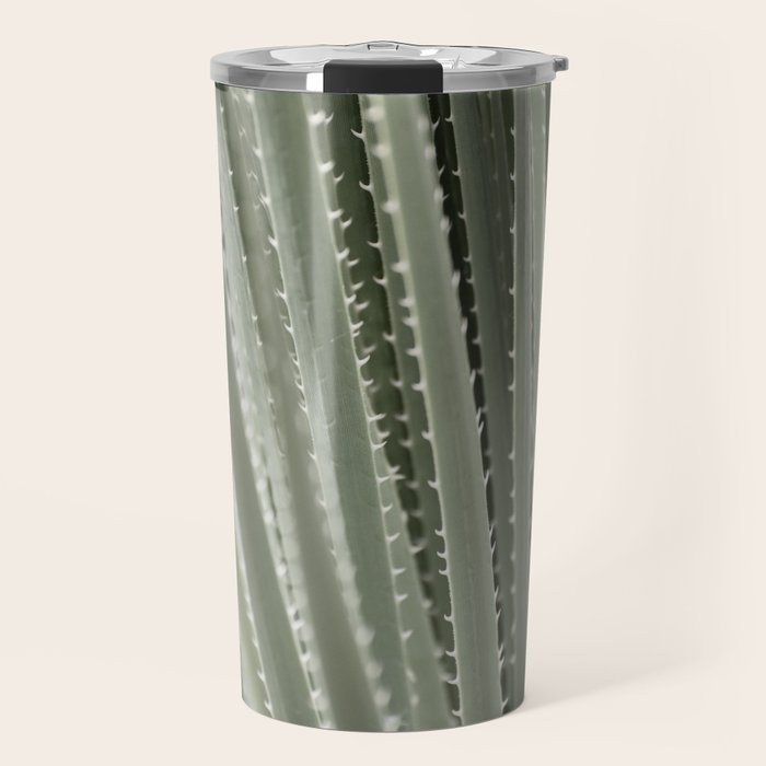 Yucca leaves pattern in sage green   Summer nature and travel photography Travel Mug Gallery Image 1