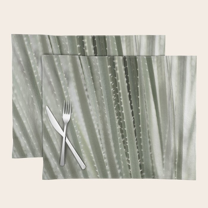 Yucca leaves pattern in sage green   Summer nature and travel photography Placemat Gallery Image 1