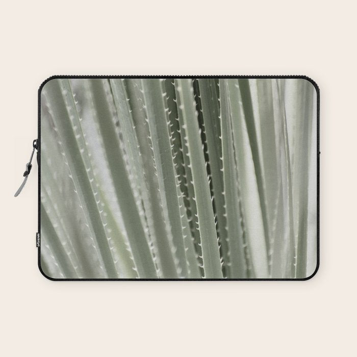 Yucca leaves pattern in sage green   Summer nature and travel photography Laptop Sleeve Gallery Image 1