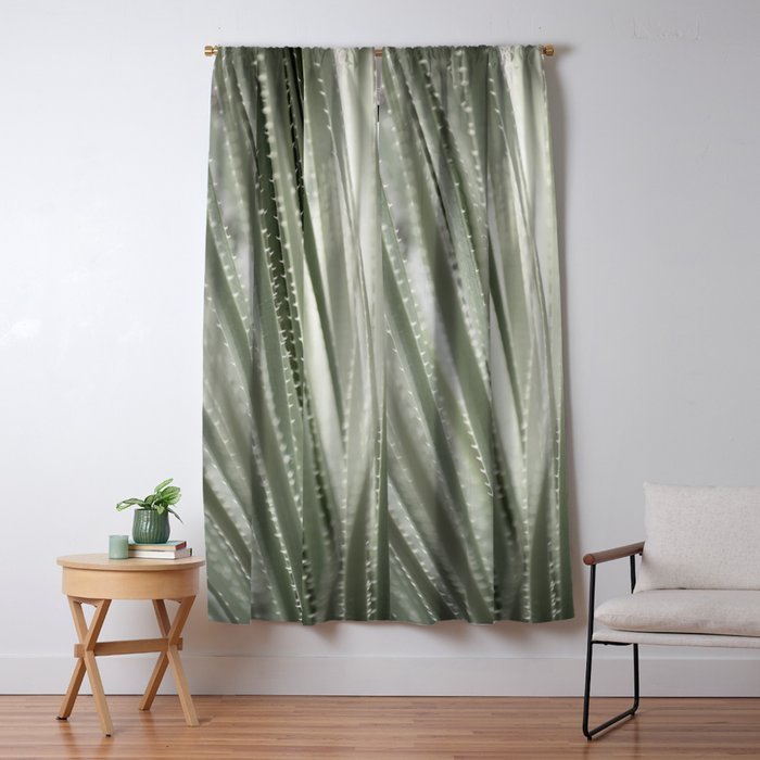 Yucca leaves pattern in sage green   Summer nature and travel photography Window Curtain Gallery Image 5