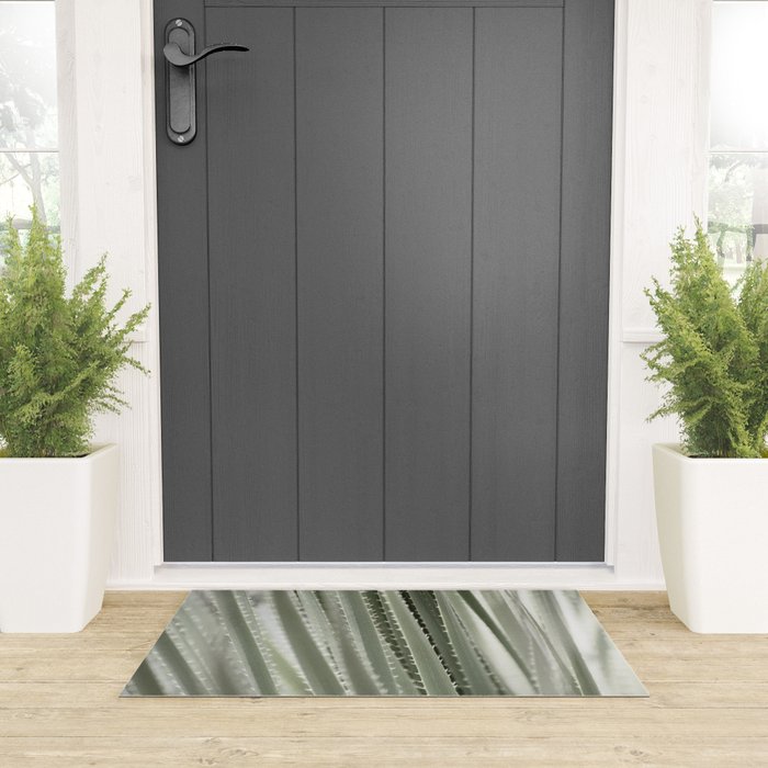 Yucca leaves pattern in sage green   Summer nature and travel photography Welcome Mat Gallery Image 3