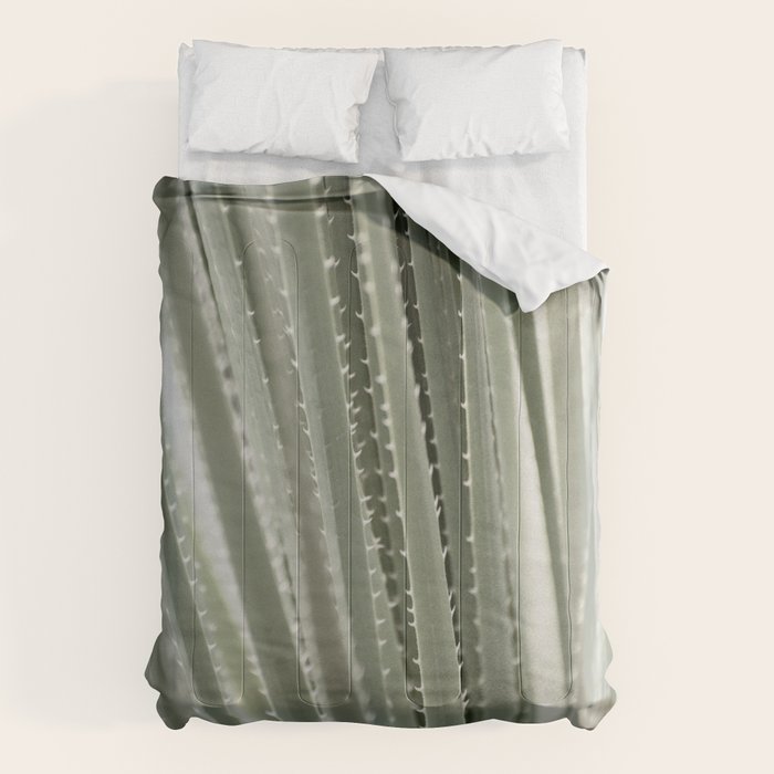 Yucca leaves pattern in sage green   Summer nature and travel photography Comforter Gallery Image 6
