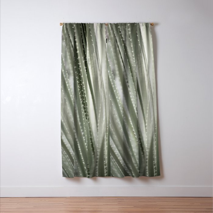Yucca leaves pattern in sage green   Summer nature and travel photography Window Curtain Gallery Image 3