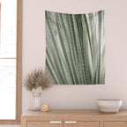 Yucca leaves pattern in sage green   Summer nature and travel photography Wall Tapestry Gallery Image 2