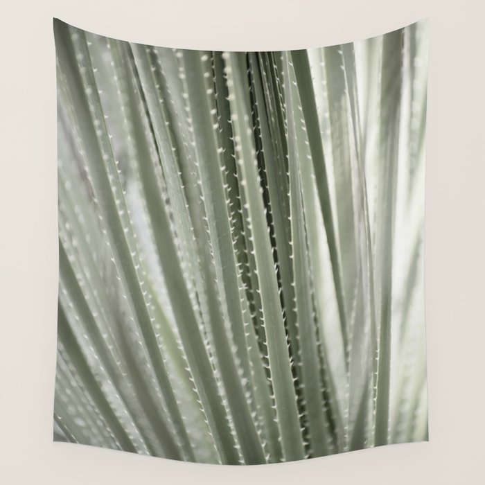 Yucca leaves pattern in sage green   Summer nature and travel photography Wall Tapestry Gallery Image 4