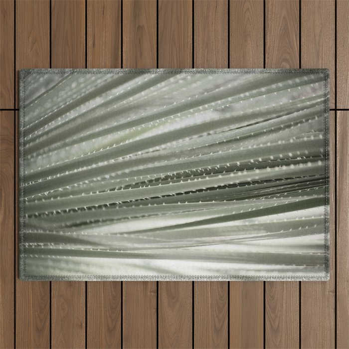 Yucca leaves pattern in sage green   Summer nature and travel photography Outdoor Rug Gallery Image 1