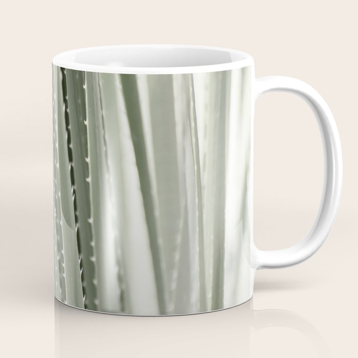 Yucca leaves pattern in sage green   Summer nature and travel photography Coffee Mug Gallery Image 1