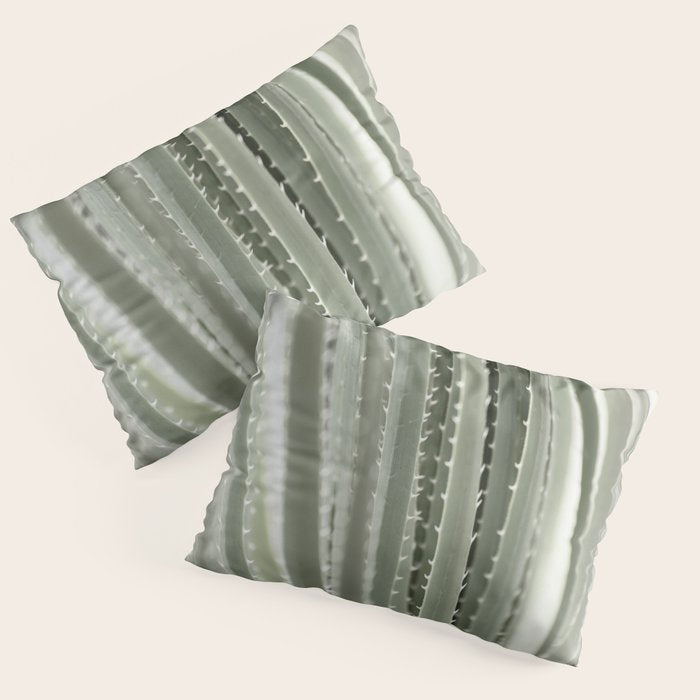 Yucca leaves pattern in sage green   Summer nature and travel photography Pillow Sham Gallery Image 3