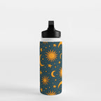 Vintage Sun and Star Print in Navy Water Bottle Gallery Image 3
