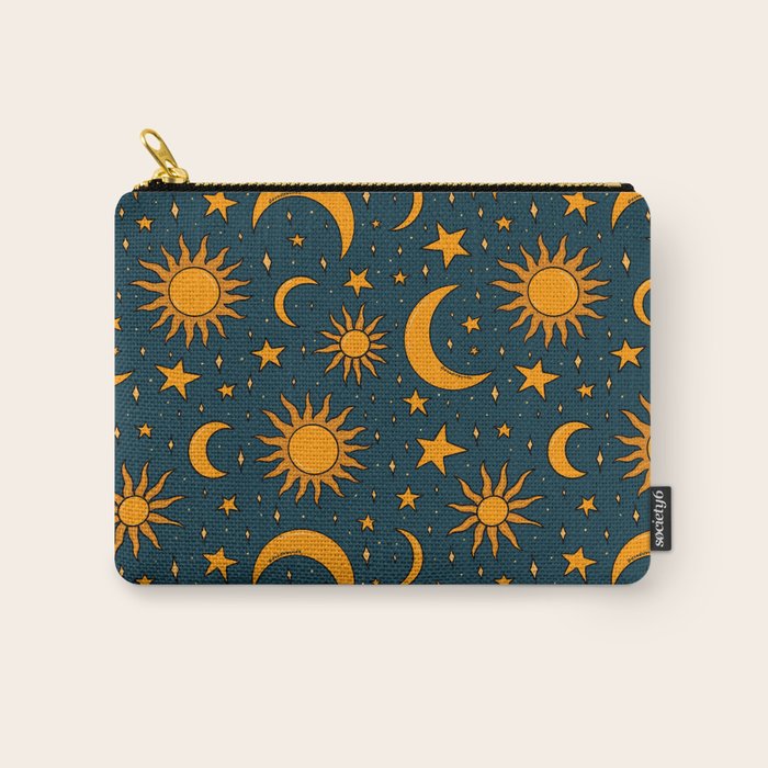 Vintage Sun and Star Print in Navy Carry All Pouch Gallery Image 1