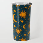 Vintage Sun and Star Print in Navy Travel Mug Gallery Image 2